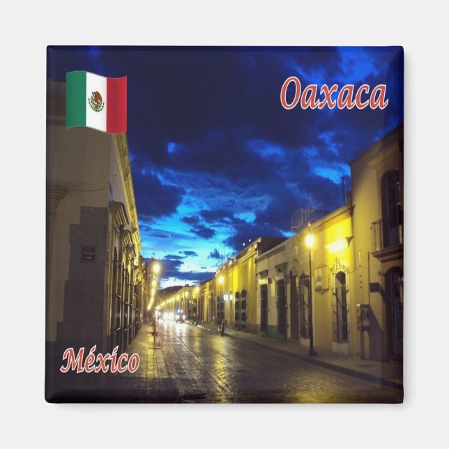 zMX013 MEXIKO, Oaxaca, Panorama by Night, Kühlschr Magnet (Vorne)