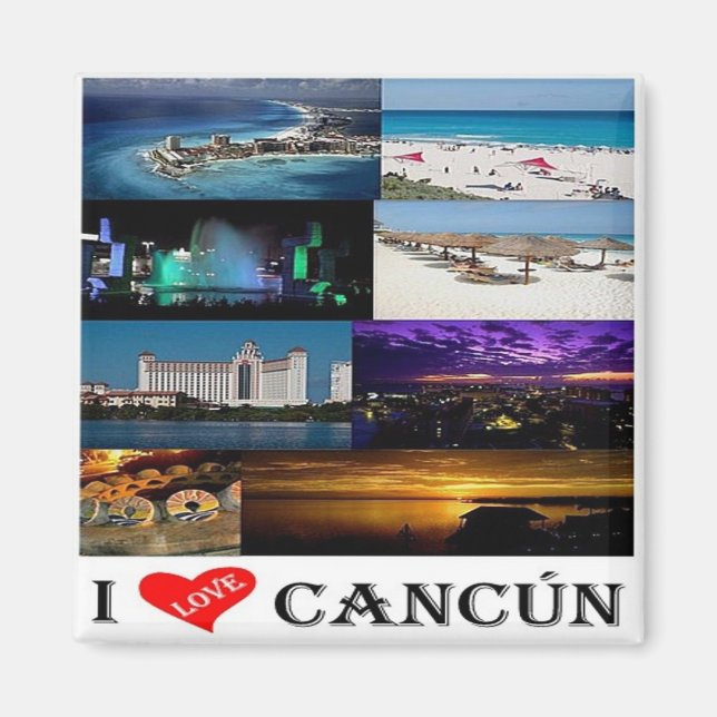 zMX020 CANCUN I Liebe, Mosaik, Amerika, Kühlschran Magnet (Vorne)