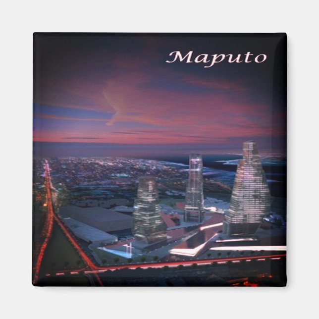 zMZ003 MAPUTO By Night, Mosambik, Afrika, Kühlschr Magnet (Vorne)