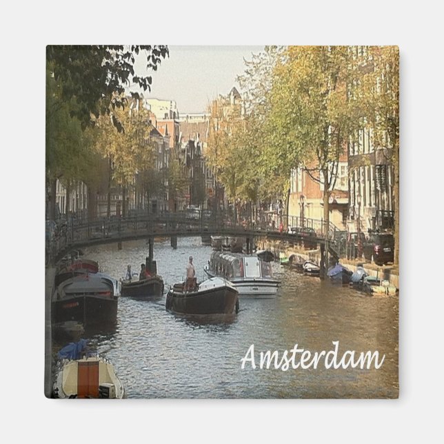 zNL017 AMSTERDAM Schifffahrtskanal, Kühlschrank Magnet (Vorne)