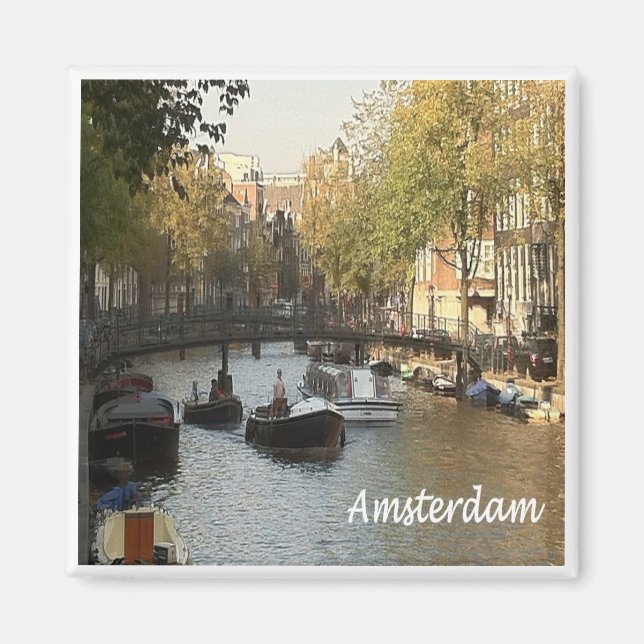 zNL017 AMSTERDAM Schifffahrtskanal, Kühlschrankmag Magnet (Vorne)