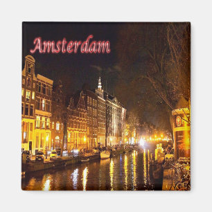 zNL018 AMSTERDAM Landschaftsnacht, Holland, Kühlsc Magnet