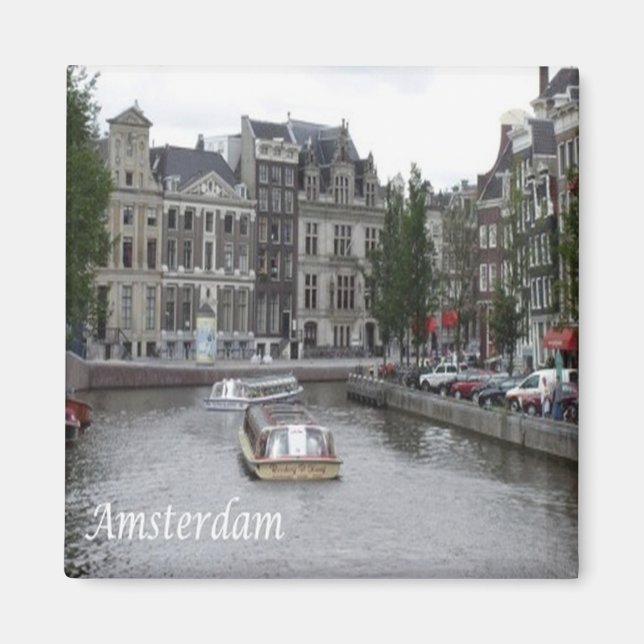 zNL025 AMSTERDAM, Kanal mit Schiff, Kühlschrank Magnet (Vorne)