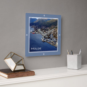 zNO012 MOLDE, Norwegen, Europa, Quadratische Wanduhr