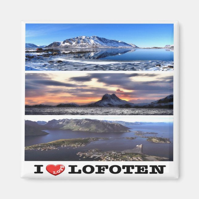 zNO066 LOFOTEN "I LIEBE", Norwegen, Kühlschrank Magnet (Vorne)