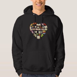 ZNq4 Heart Librarian Book Back To School Hoodie