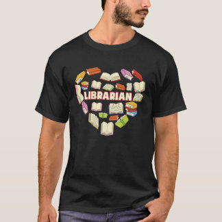 ZNq4 Herz Bibliothekar Buch Zurück zur Schule T-Shirt