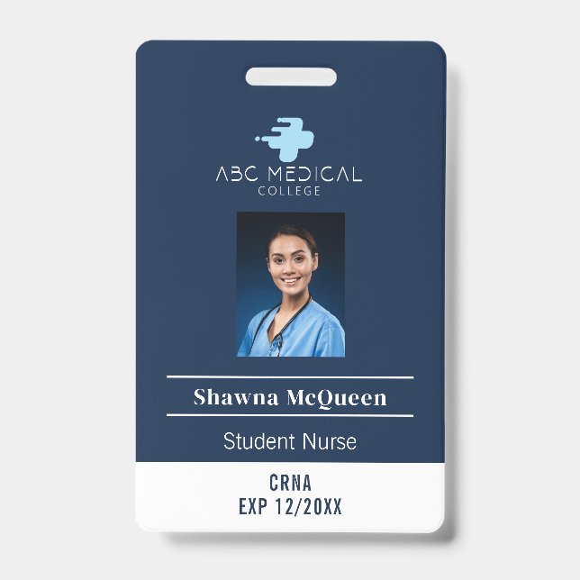 ZNS Student Nurty Practitioner Navy QR Code Foto Ausweis (Vorderseite)