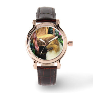 Zobel-raue Collie-Kunst Armbanduhr
