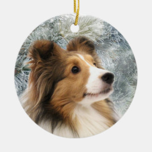 Zobel Sheltie Weihnachten Keramik Ornament