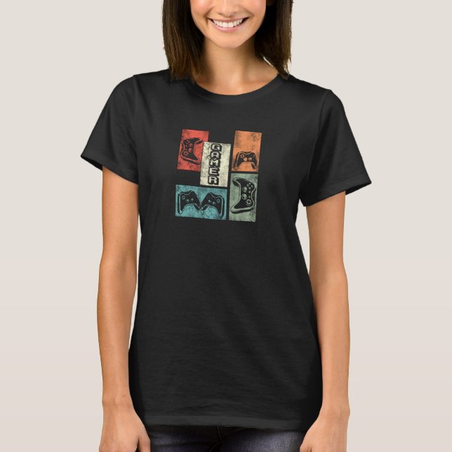 Zocker Sprüche Retro Spielecontroller Gamer Pullov T-Shirt (Vorderseite)