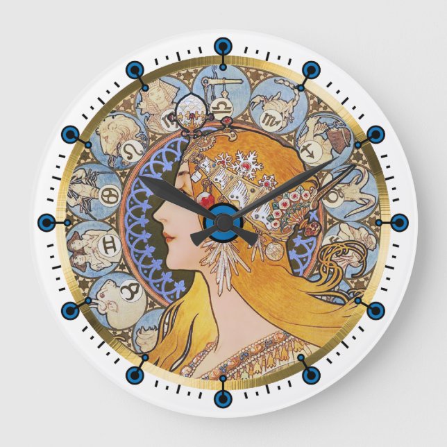 Zodac Kunst Nouveau Uhr durch Alphonse Mucha (Vorderseite)
