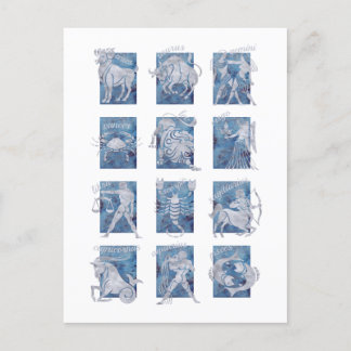 Zodiac 12 Sterne Zeichen Postkarte