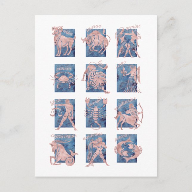 Zodiac 12 Sterne Zeichen Postkarte (Vorderseite)
