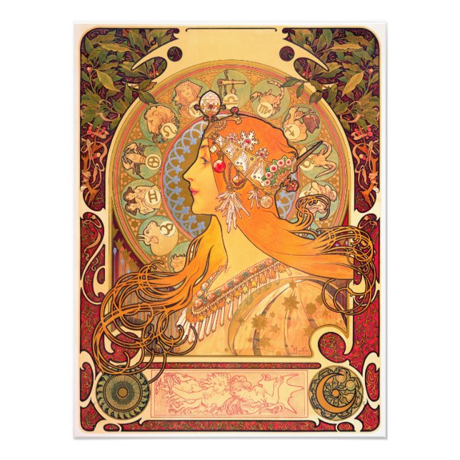 Zodiac, 1896 von Alphonse Mucha Fotodruck (Vorne)