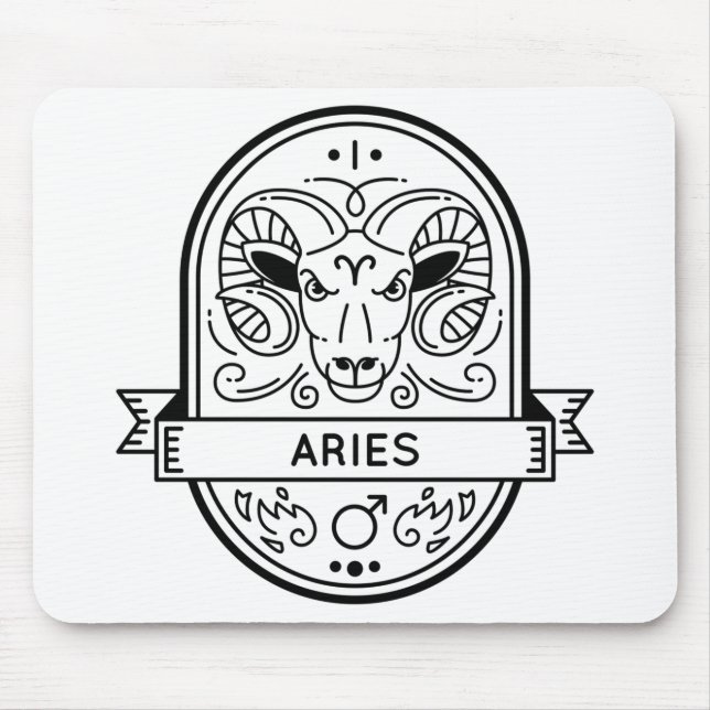 ZODIAC ABZEICHEN SYMBOL ARIES STROKE MOUSEPAD (Vorne)
