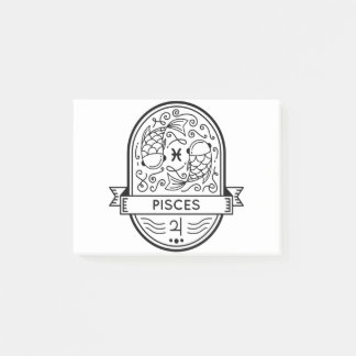 ZODIAC ABZEICHEN SYMBOL PISCES STROKE POST-IT KLEBEZETTEL