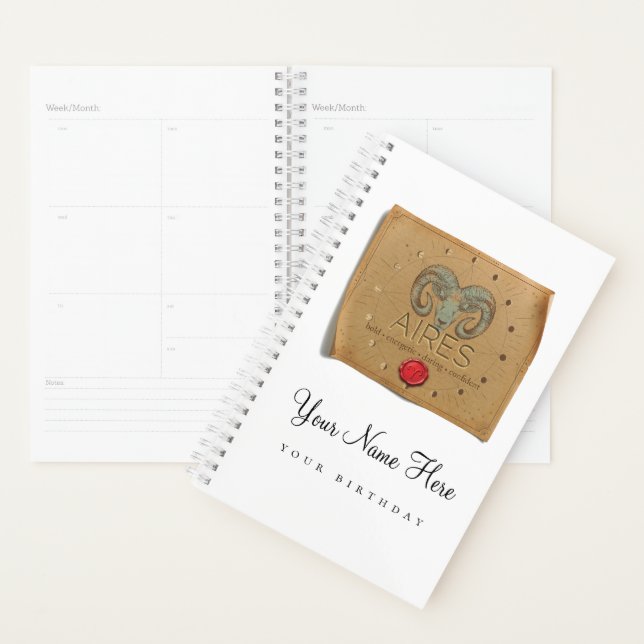 Zodiac - Aires - Personalized Day Planner (Devant avec enveloppe)