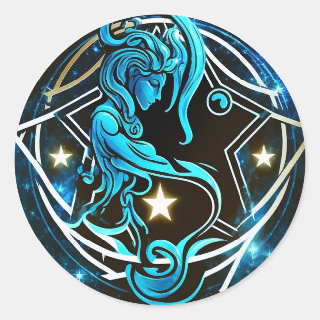 Zodiac - Aquarius-Aufkleber Runder Aufkleber (Vorderseite)