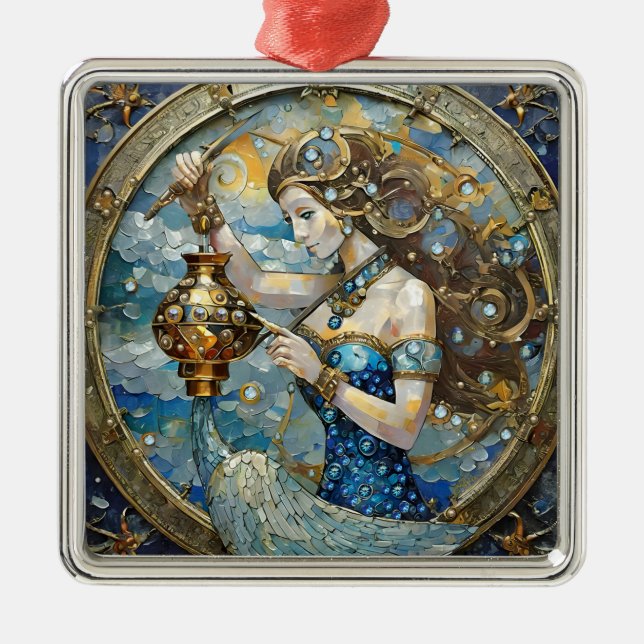 Zodiac - Aquarius Der Wasserträger Ornament Aus Metall (Vorne)