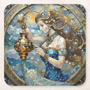 Zodiac - Aquarius Der Wasserträger Rechteckiger Pappuntersetzer