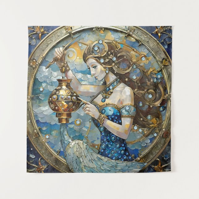 Zodiac - Aquarius Der Wasserträger Wandteppich (Vorderseite)