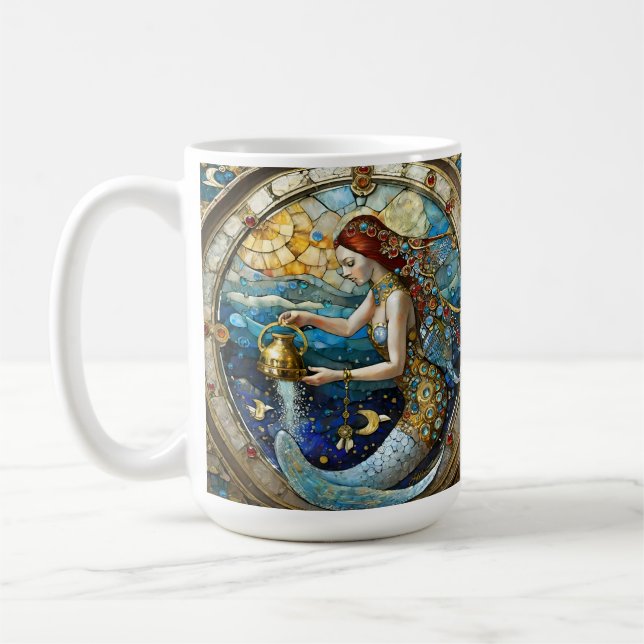 Zodiac - Aquarius Die Meerjungfrau Kaffeetasse (Links)