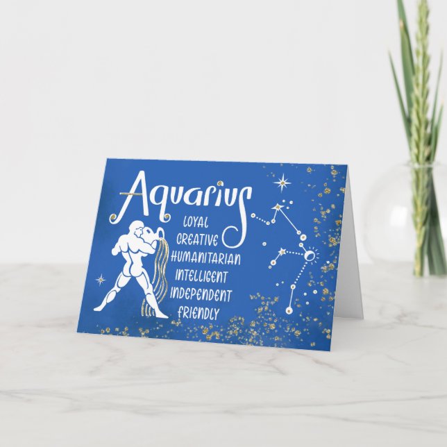 Zodiac Aquarius Geburtstage mit Zeichenkonstellati Karte (Vorderseite)