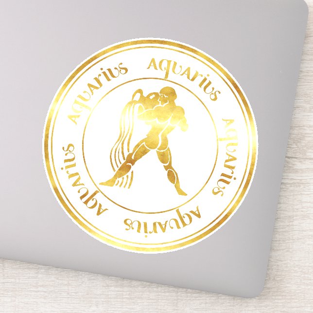 Zodiac : Aquarius Gold Foil (Look) Siegel Aufkleber (Detail)