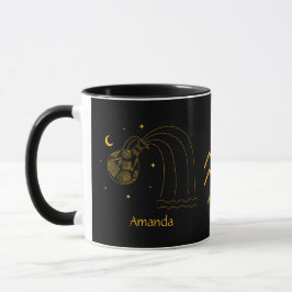 Zodiac Aquarius - Golden Yellow Anpassbare Tasse