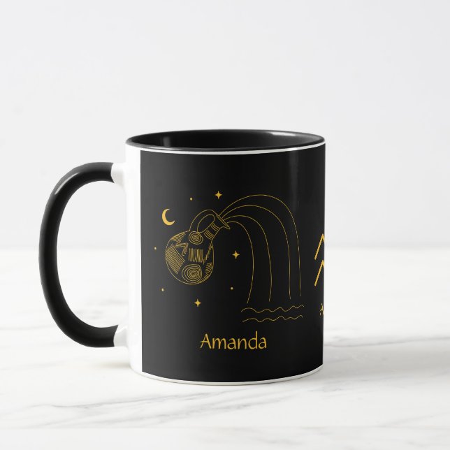 Zodiac Aquarius - Golden Yellow Anpassbare Tasse (Links)
