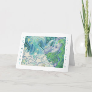 Zodiac Aquarius 'Happy Birthday' Karte weiße Grenz