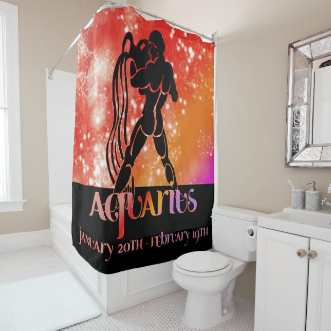 Zodiac: Aquarius Orange Space Design Duschvorhang (Beispiel)
