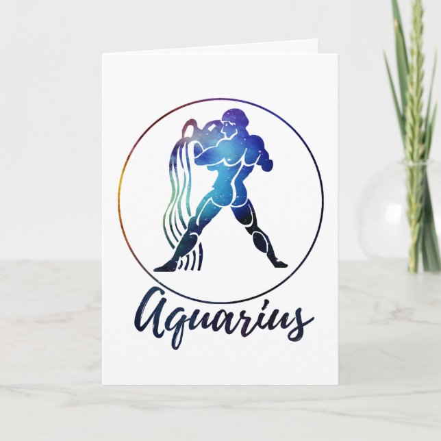 Zodiac : Aquarius Space Rainbow Circle Design Karte (Vorderseite)