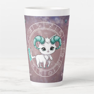 Zodiac Aries Niedliche Katzenradbahn Astrologie Milchtasse