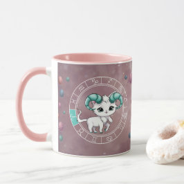 Zodiac Aries Niedliche Katzenradbahn Astrologie Tasse