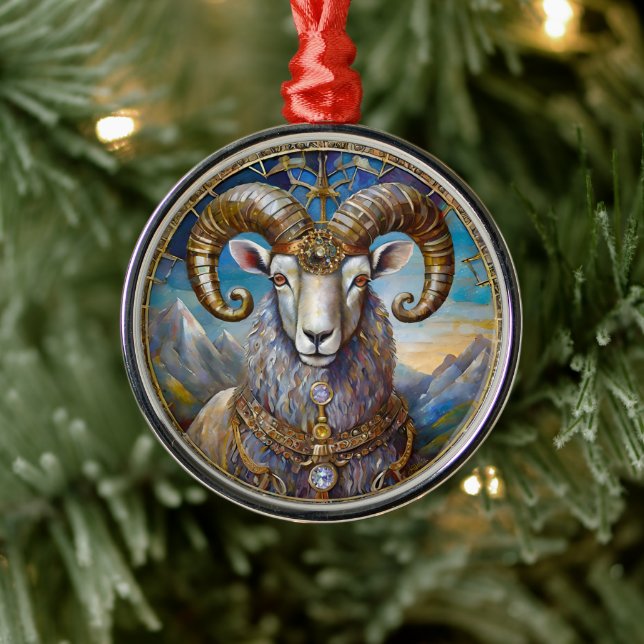 Zodiac - Aries the Ram Ornament Aus Metall (Baum)