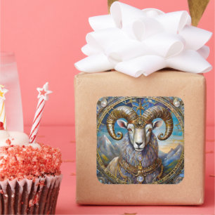 Zodiac - Aries the Ram Quadratischer Aufkleber