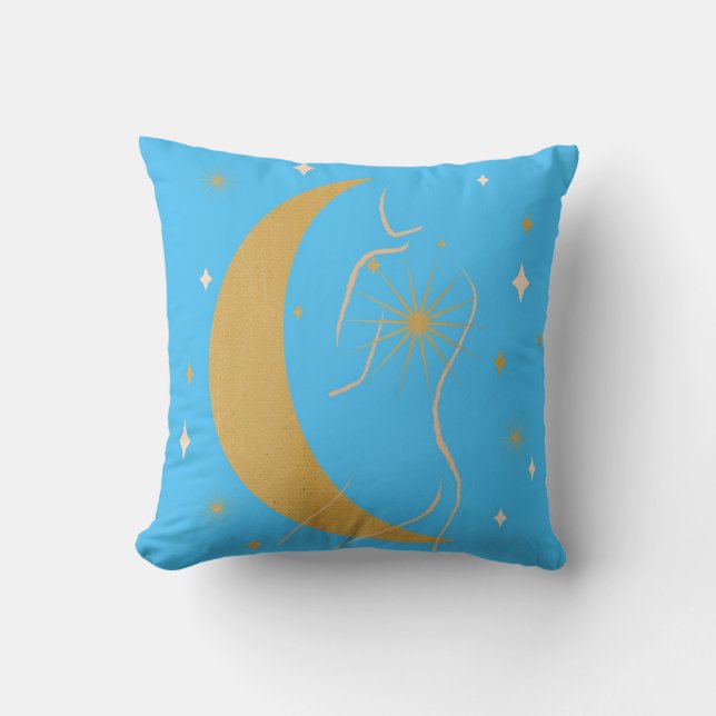 Zodiac Astrologie Feminine Line Kunst-Star Kissen (Vorderseite)