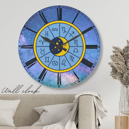 Zodiac Astrologie himmlische römische Ziffern Große Wanduhr