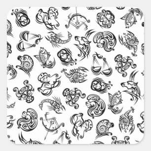 Zodiac Astrologie Horoskop Muster Quadratischer Aufkleber