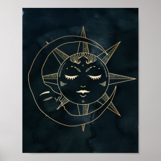 Zodiac, Astrologie, Poster Moon Sun Stars