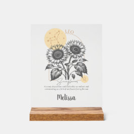 Zodiac Birth Blume Kunst, Personalisiertes Leder G Acrylschild