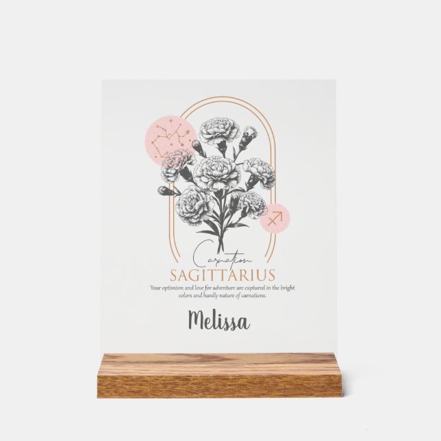 Zodiac Birth Blume Personalisiert Sagittarius Gesc Acrylschild (Vorderseite)