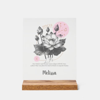 Zodiac Birth Flower Art Personalized Pisces Gift Acrylschild