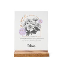 Zodiac Birth Flower Art Scorpio