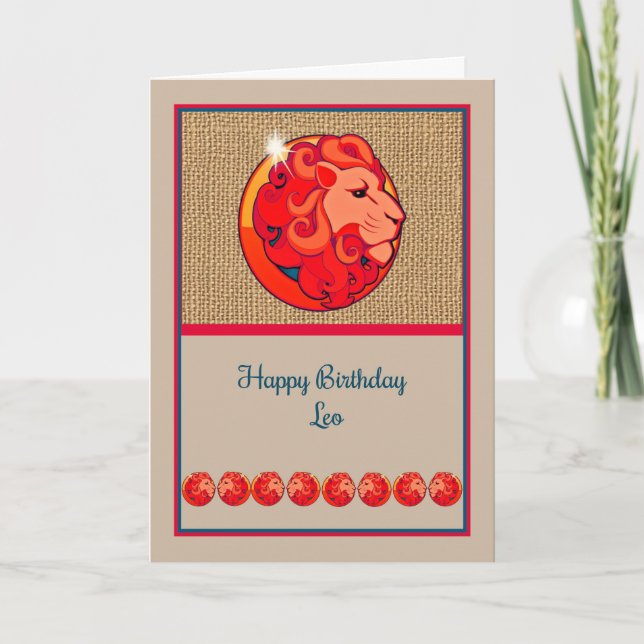 Zodiac Birthday Card für ein Leo Karte (Vorderseite)