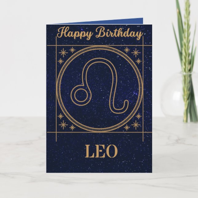 Zodiac Birthday Card (Leo) Einladung (Vorderseite)