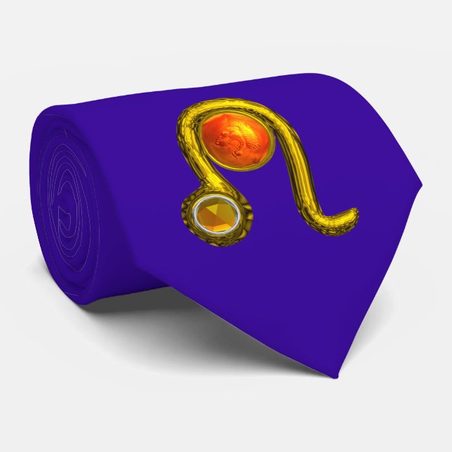 ZODIAC BIRTHDAY SIGN /LEO, blau Krawatte (Gerollt)