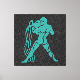 Zodiac Black and Turquoise Water Bearer Aquarius Leinwanddruck